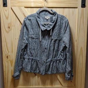 LOFT Striped Jacket with Drawstring Waist